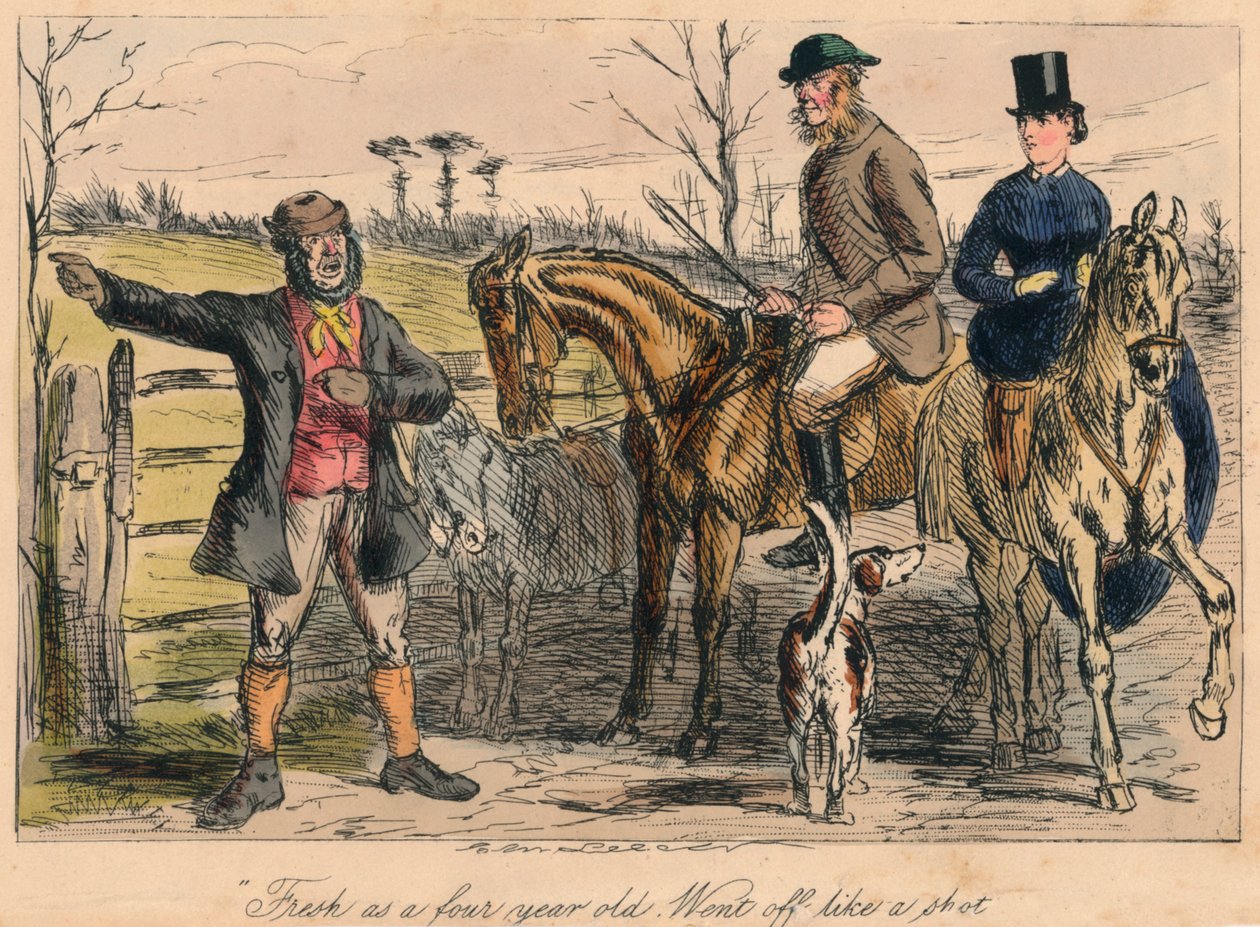 Fräsch som fyraåring. Gick iväg som ett skott, 1865 av John Leech