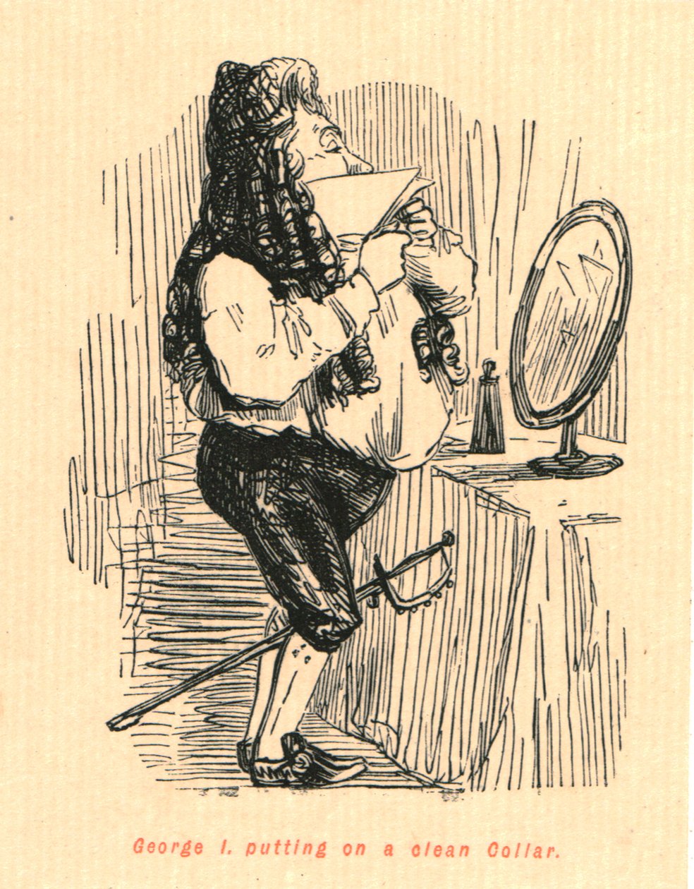 George I. tar på sig en ren krage, 1897. av John Leech
