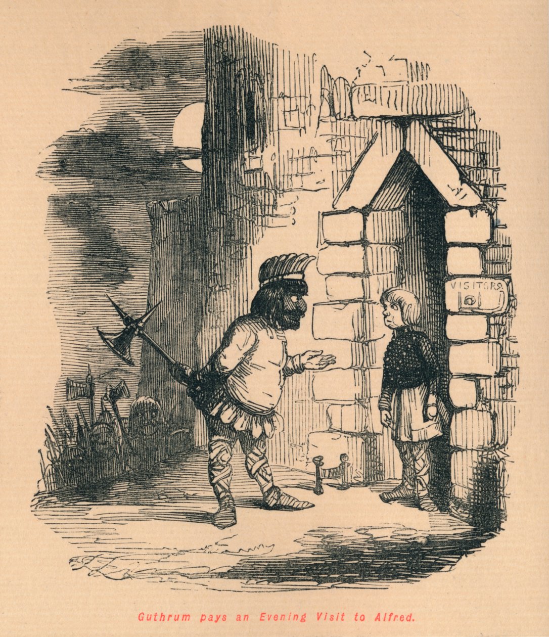 Guthrum gör ett kvällsbesök hos Alfred, c1860, c1860. av John Leech