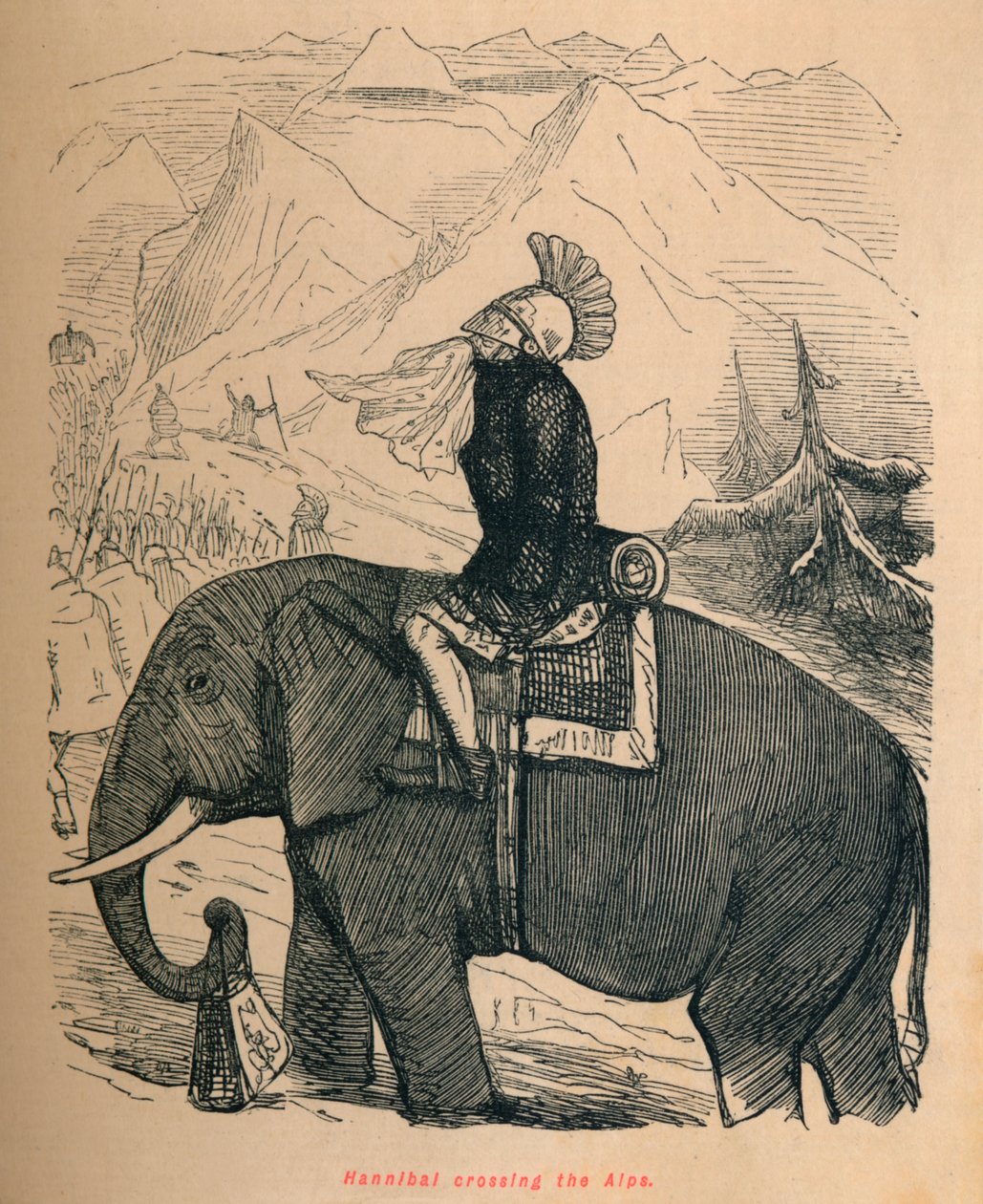 Hannibal korsar Alperna, 1852 av John Leech