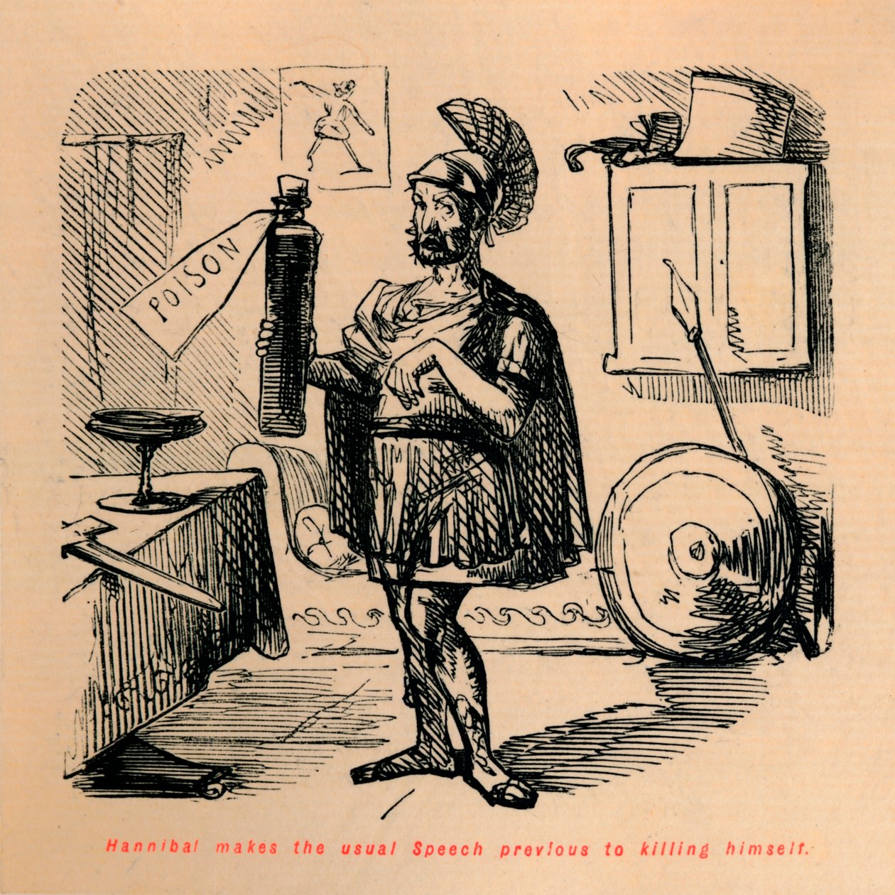 Hannibal håller det vanliga talet innan han tog sitt liv, 1852 av John Leech