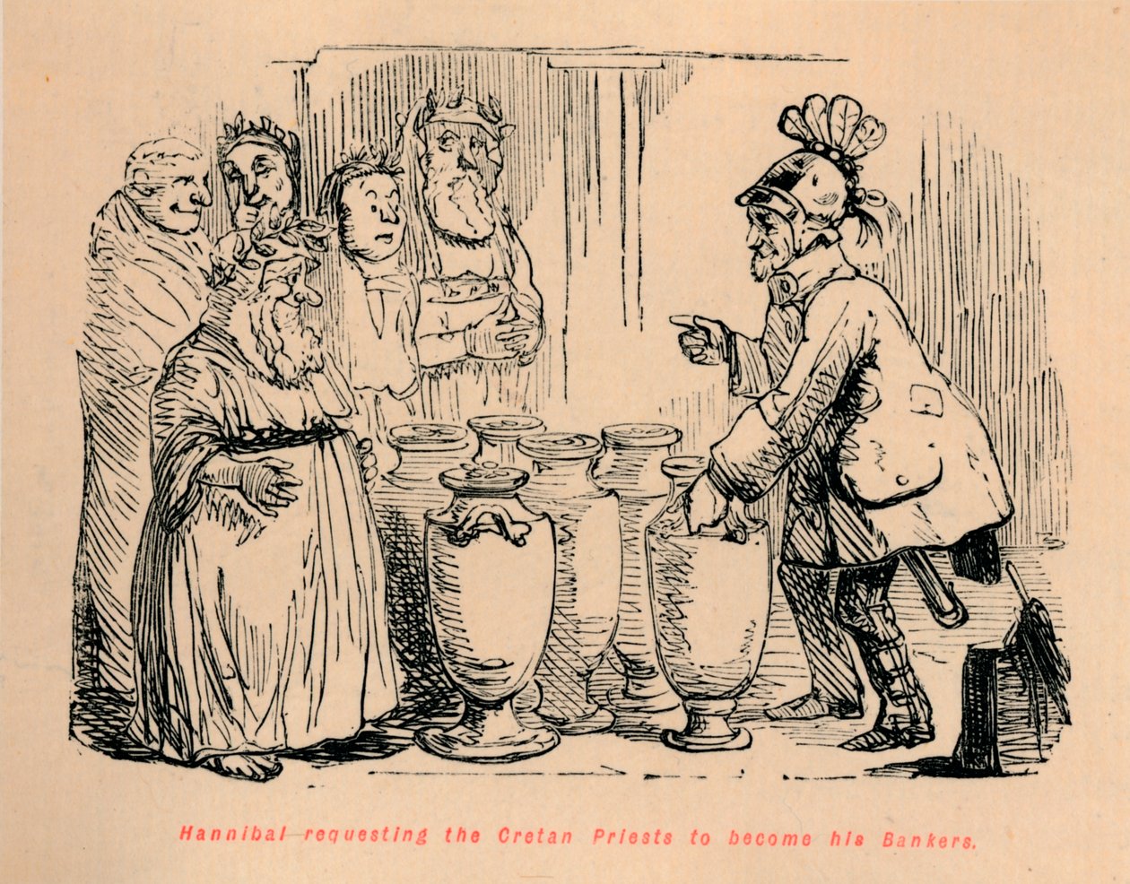 Hannibal bad de kretensiska prästerna att bli hans bankirer, 1852 av John Leech