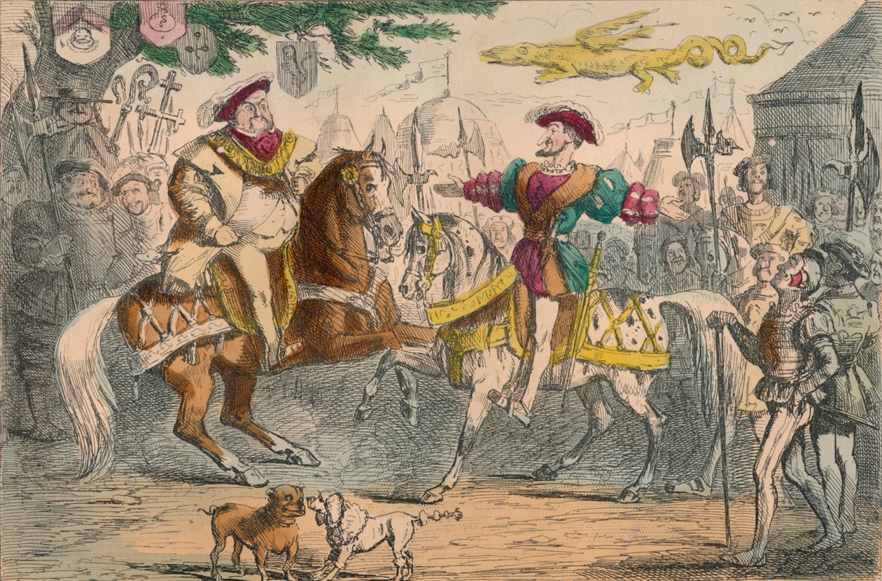 Henrik VIII, möte Francis I, 1850 av John Leech