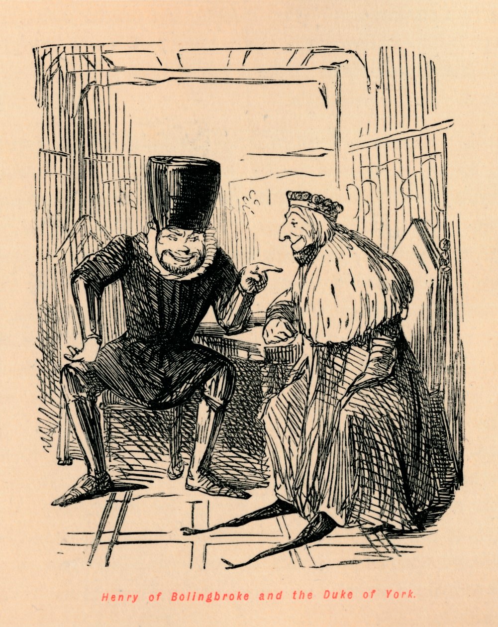 Henrik av Bolingbroke och hertigen av York, c1860, c1860 av John Leech
