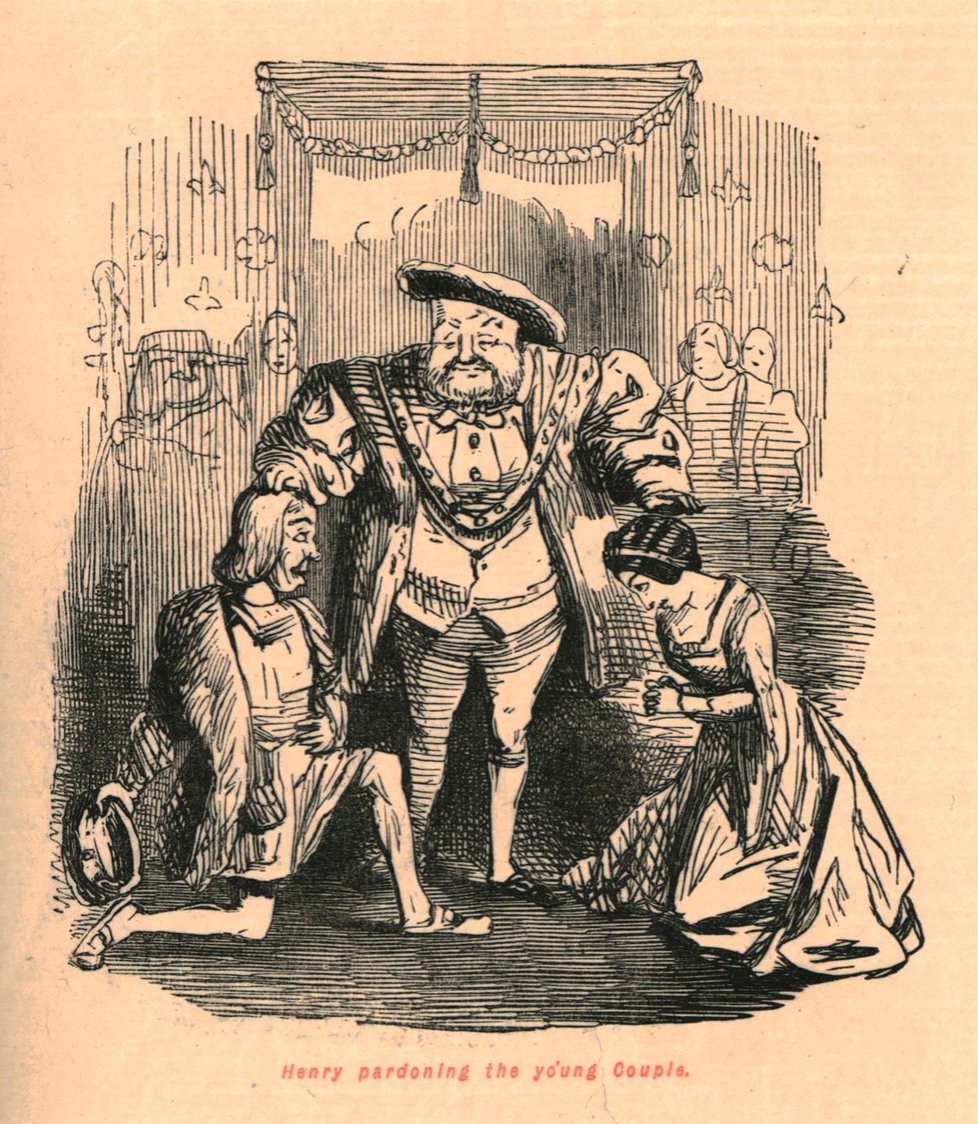 Henry benådar det unga paret, 1897. av John Leech