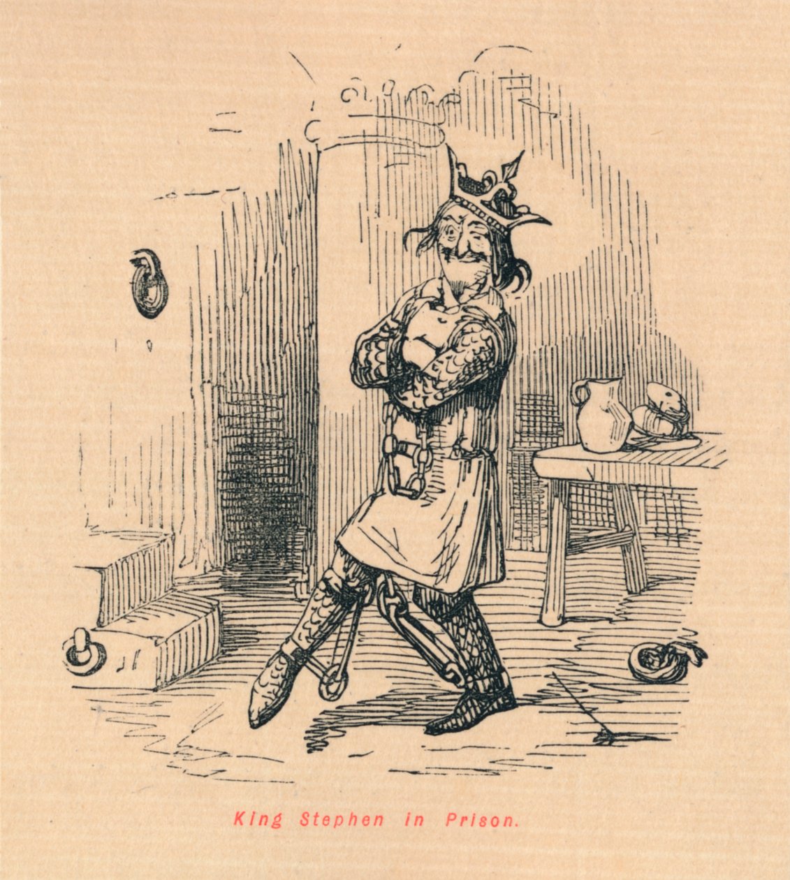 Kung Stefan i fängelse, c1860, c1860 av John Leech