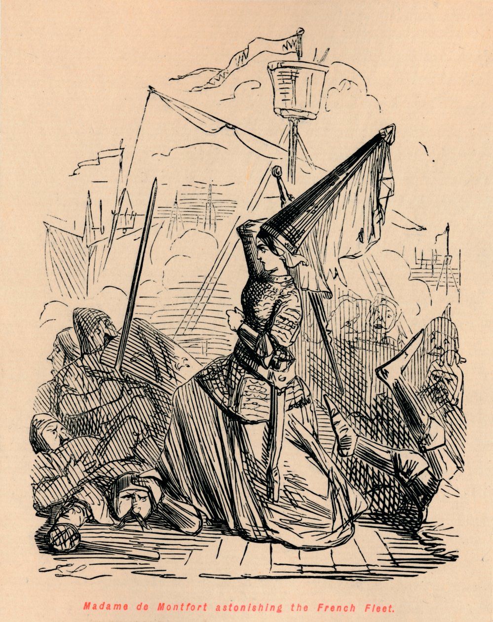Madame de Montfort häpnade den franska flottan, c1860, c1860 av John Leech