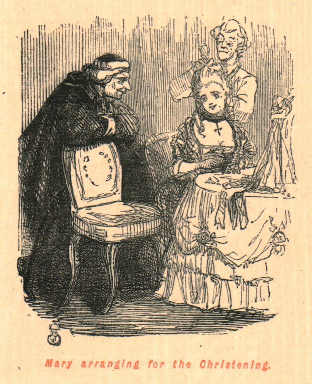 Maria ordnar dopet, 1897. av John Leech