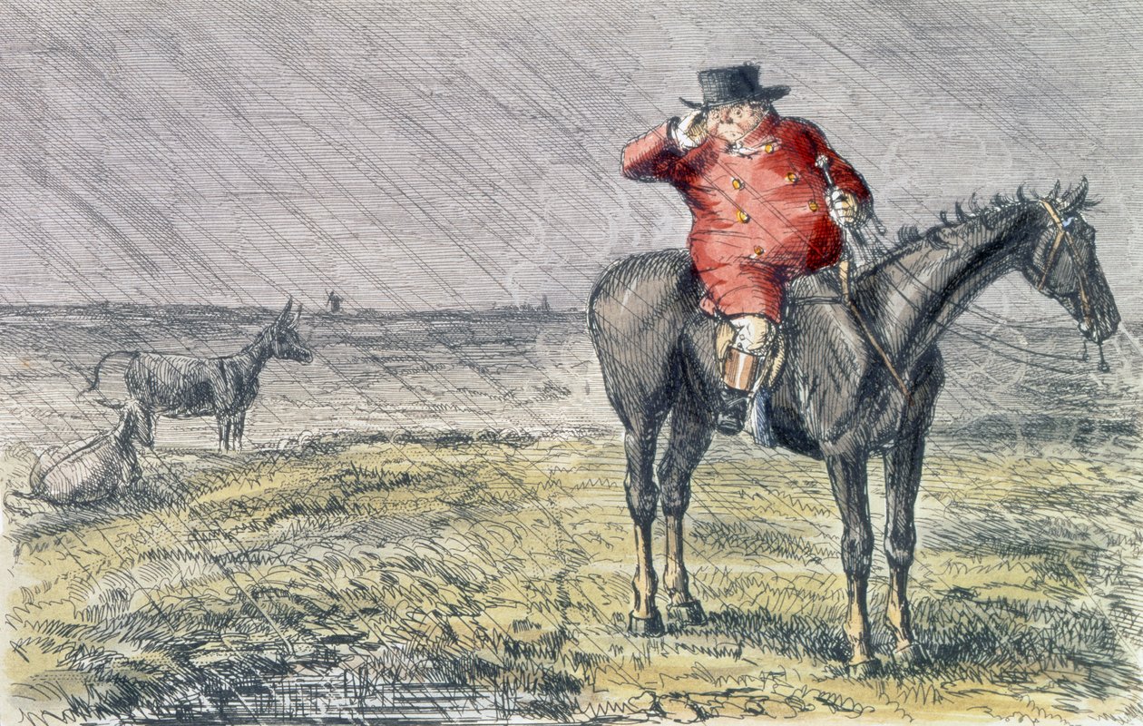 "Mr. Jorrocks Has a Bye Day", illustration från "Handley Cross" av Robert Smith Surtees (1805-64) 1854 av John Leech