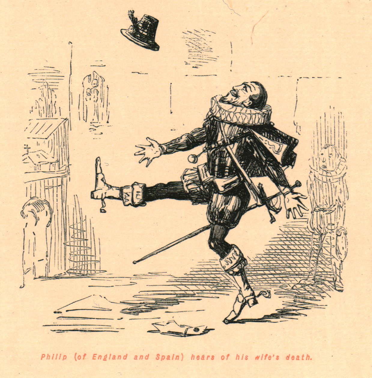 Philip av England och Spanien får höra om sin hustrus död 1897. av John Leech