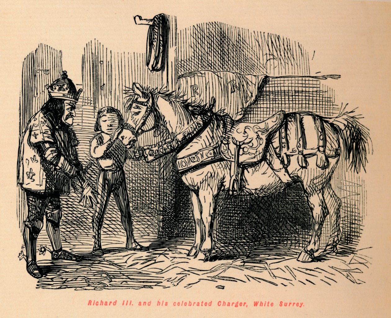 Richard III. och hans hyllade laddare, White Surrey, av John Leech