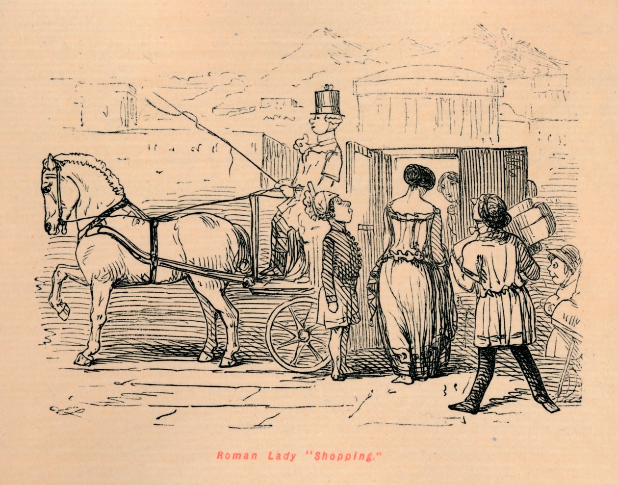 Roman Lady Shopping, 1852 av John Leech