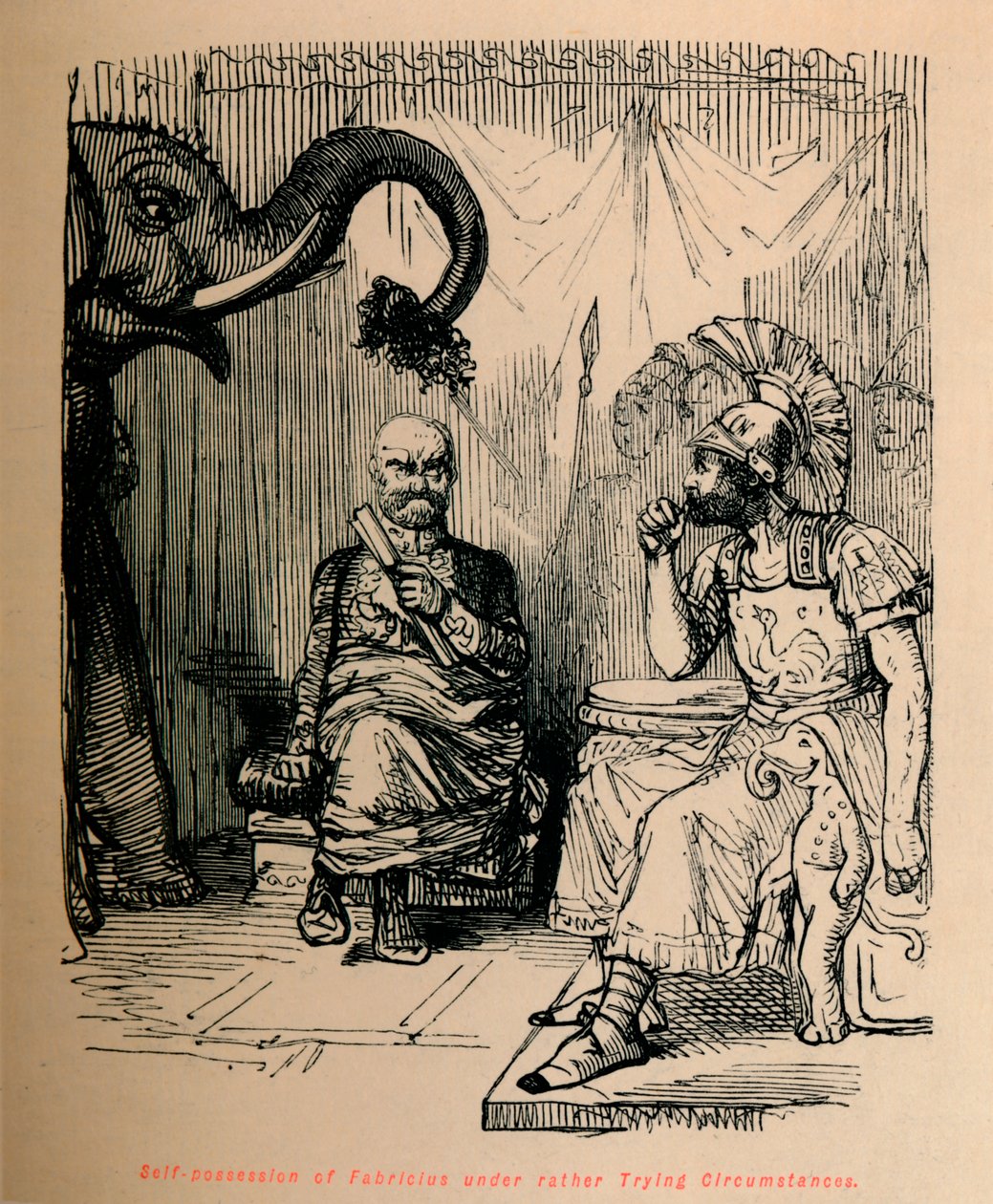 Självbesittning av Fabricius under ganska prövande omständigheter, 1852 av John Leech