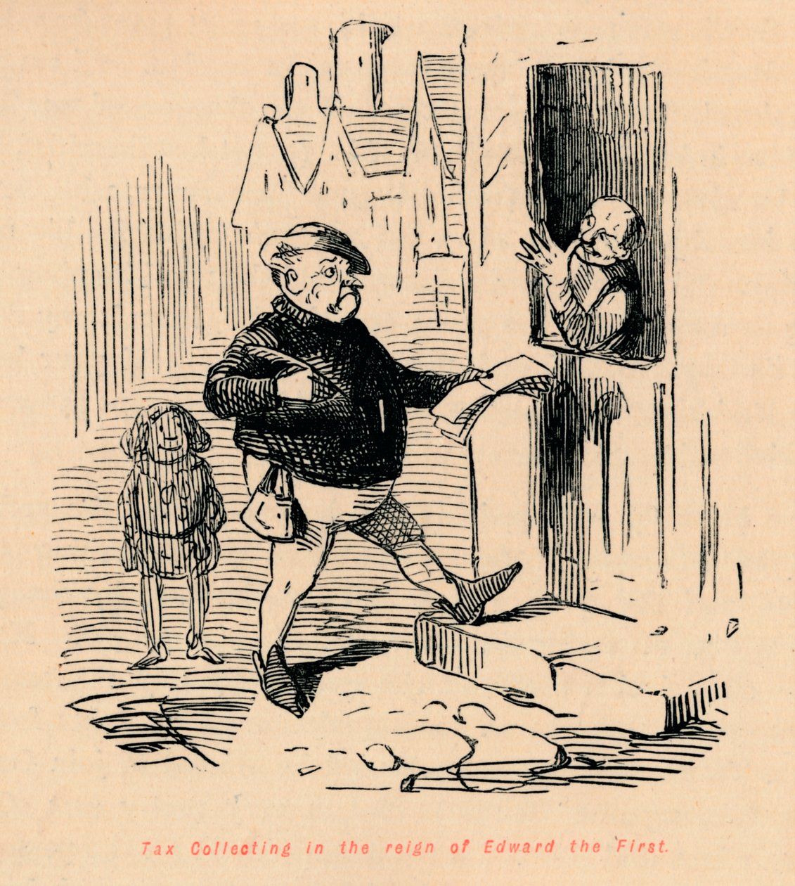 Skatteuppbörd under Edward den förstas regeringstid, c1860, c1860 av John Leech