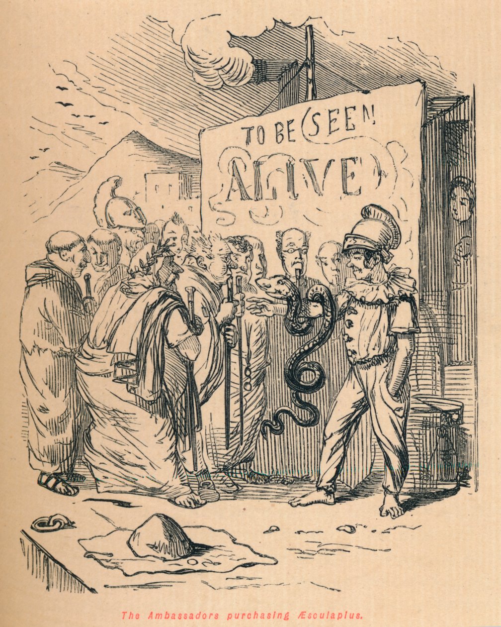 Ambassadörerna köpte Aesculaplus, 1852 av John Leech