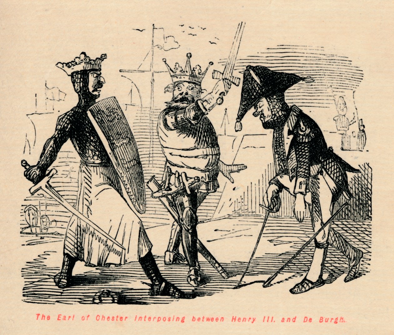 Earlen av Chester mellan Henry III och De Burgh, c1860, c1860 av John Leech