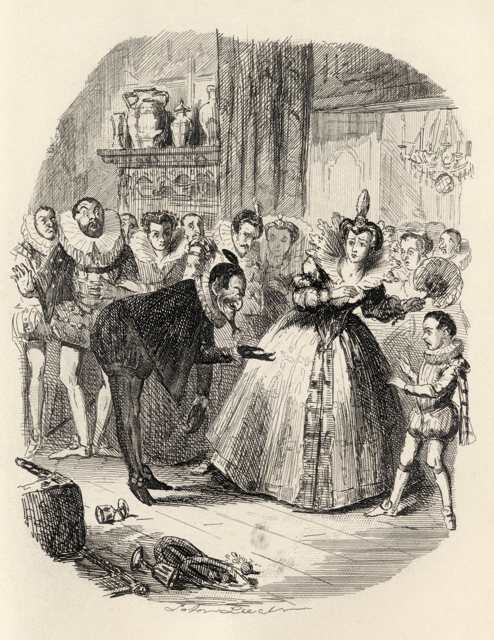 The Housewarming, ur "The Ingoldsby Legends" av Thomas Ingoldsby, utgiven av Richard Bentley und Son, 1887. av John Leech