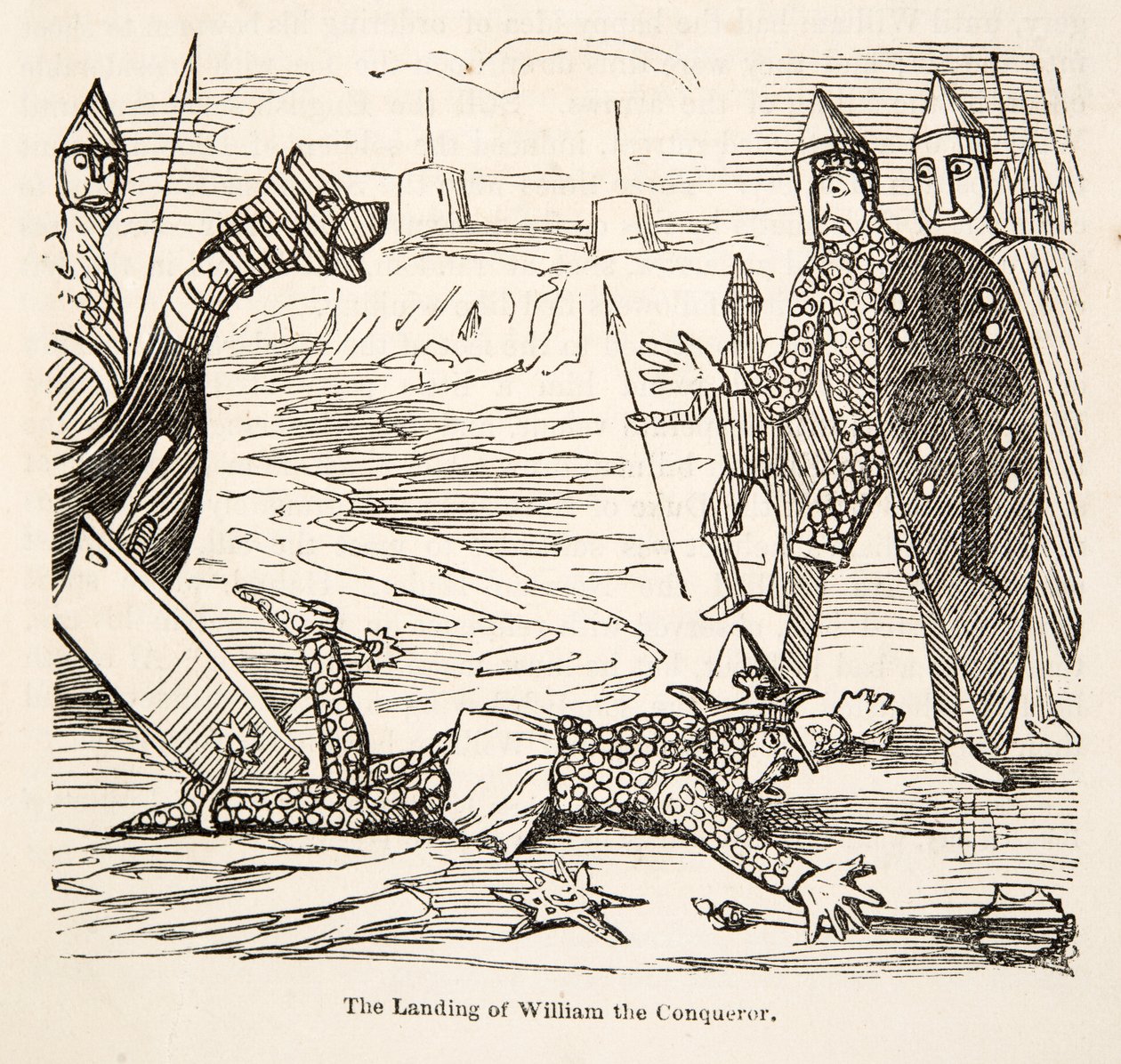 The Landing of William the Conqueror, från The Comic History of England, pub. 1864 (träsnitt) av John Leech