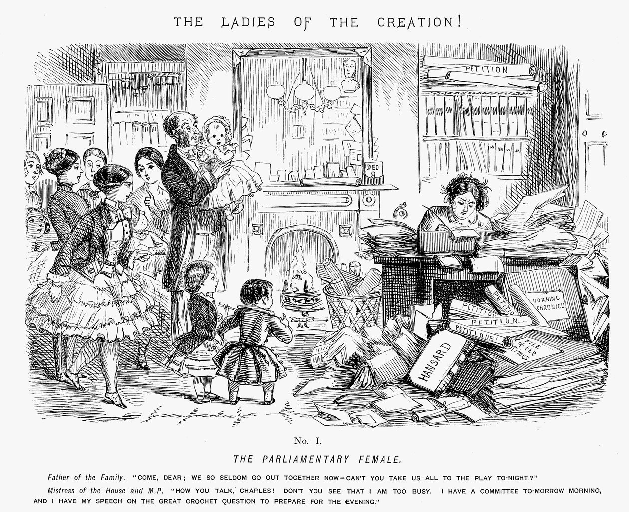 Den parlamentariska kvinnan, 1850 av John Leech