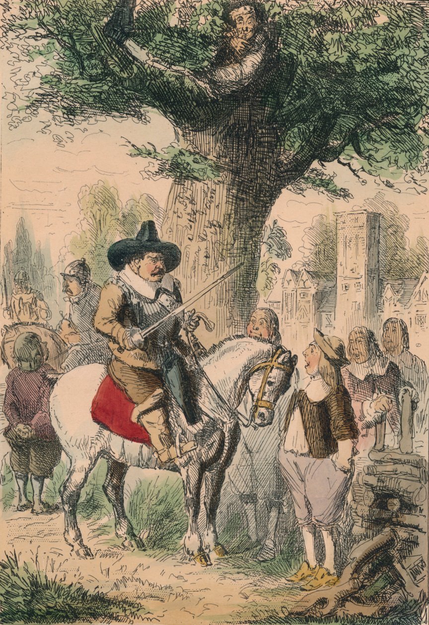 Royal Oak, familjen Penderell har ingen aning om var Charles är!!!, 1850 av John Leech