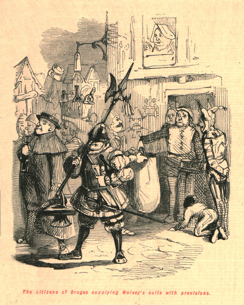 Invånarna i Brygge förser Wolseys svit med proviant, 1897. av John Leech