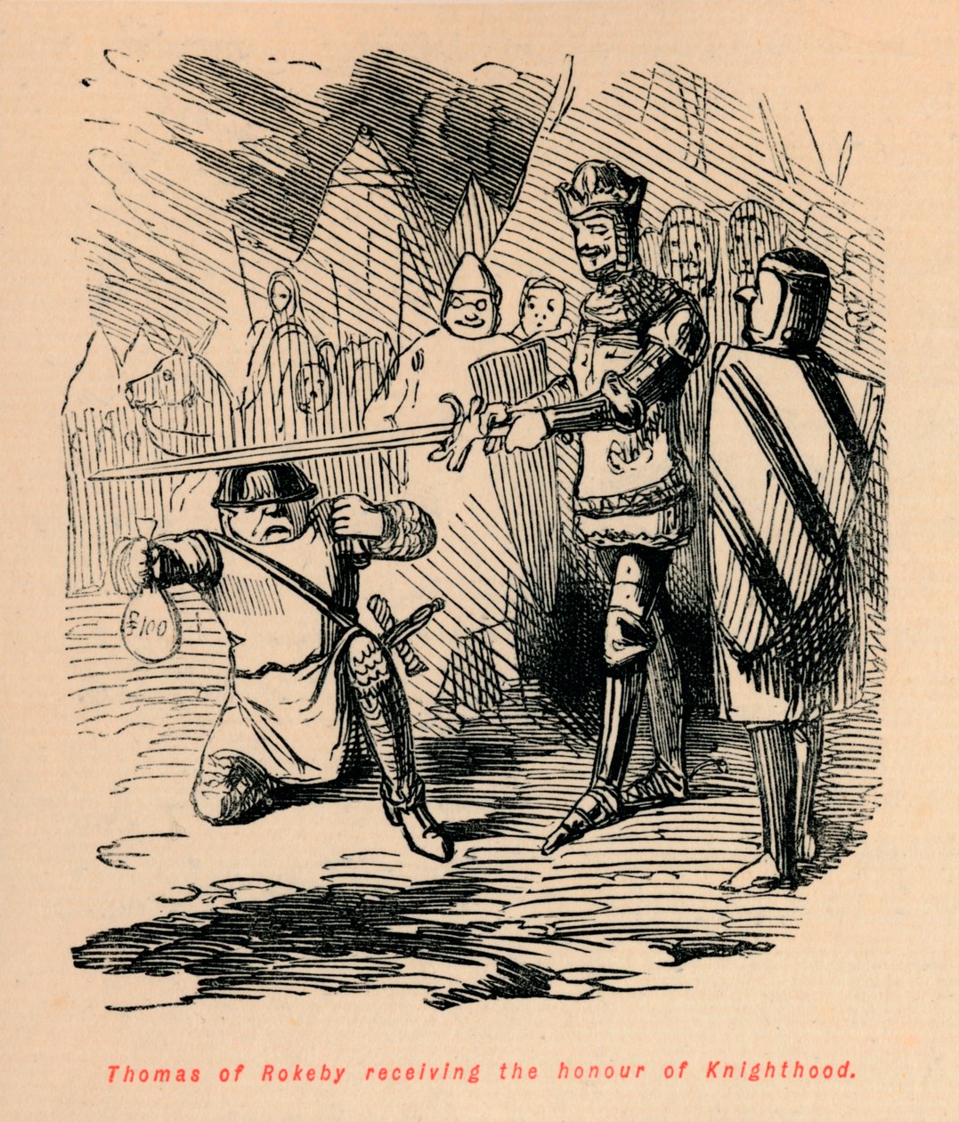 Thomas av Rokeby tar emot riddarens ära, c1860, c1860 av John Leech