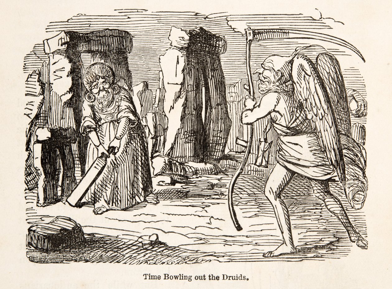 Time Bowling out the Druids, från The Comic History of England, pub. 1864 av John Leech