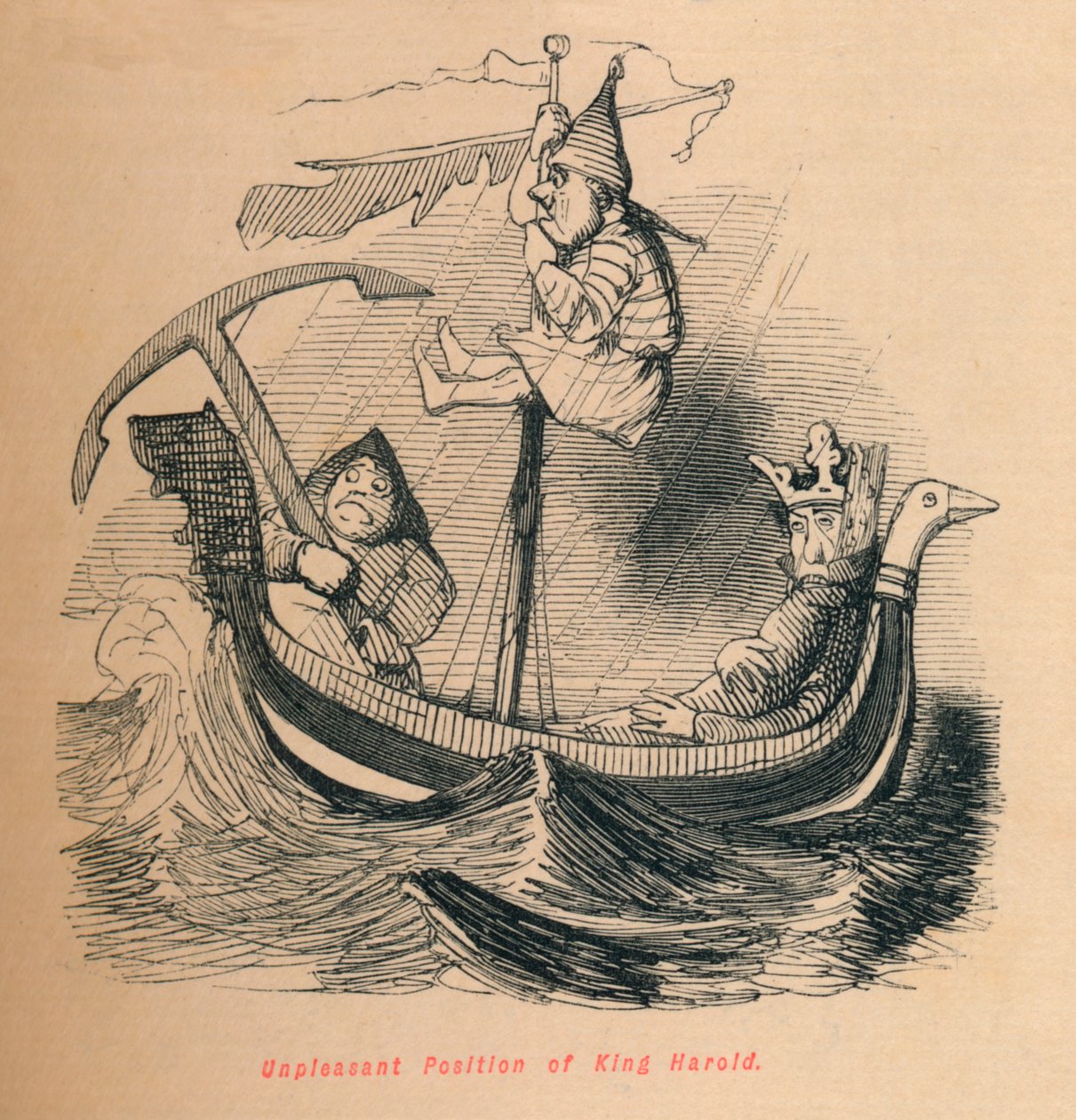 Obehaglig position av kung Harold, c1860, c1860 av John Leech