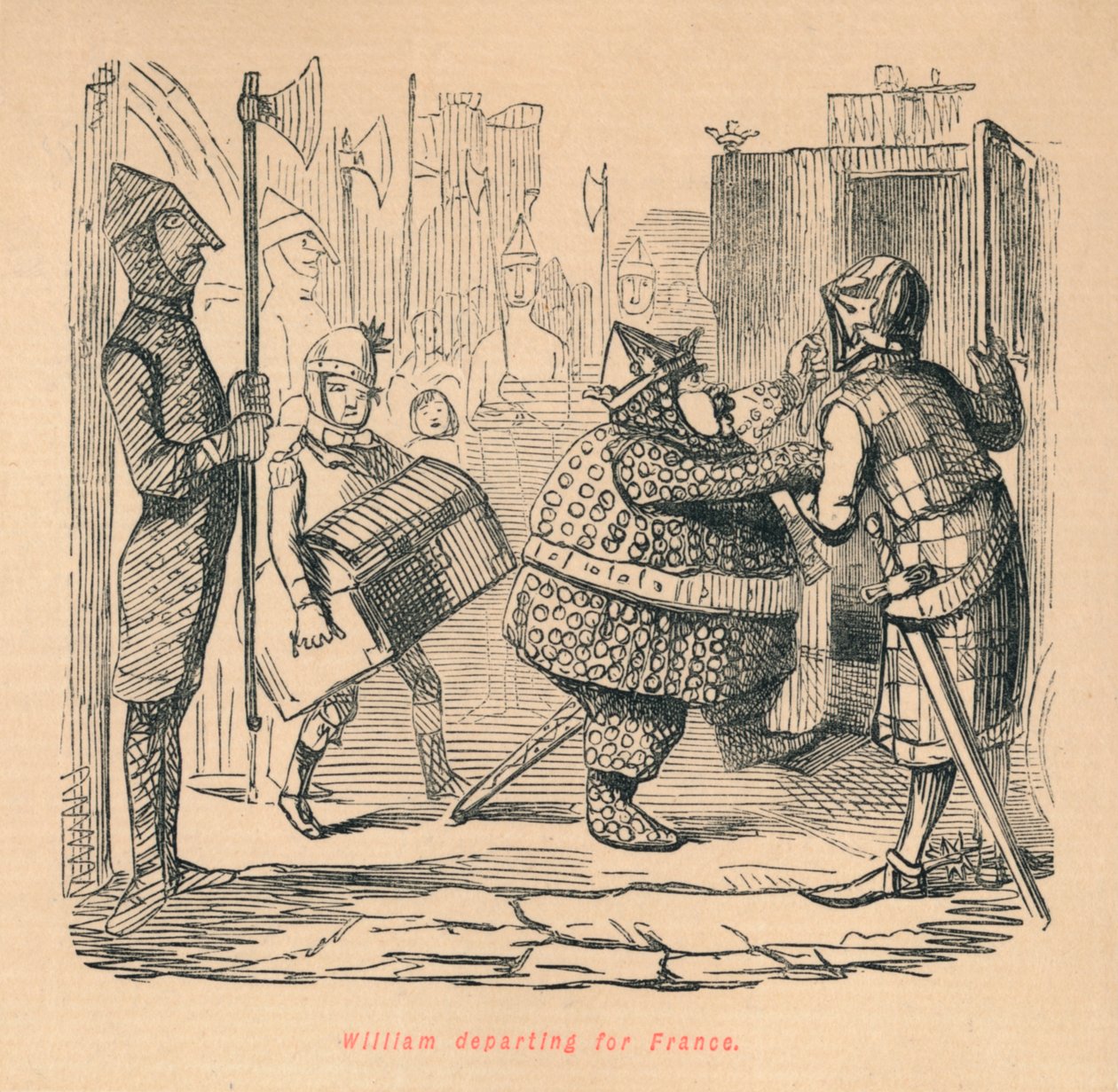 William avgår till Frankrike, c1860, c1860 av John Leech
