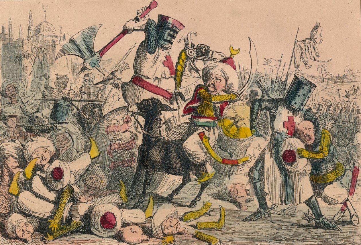 Fantastisk strid mellan Richard Coeur de Lion och Saladin, 1850 av John Leech and Gilbert Abbott A Beckett
