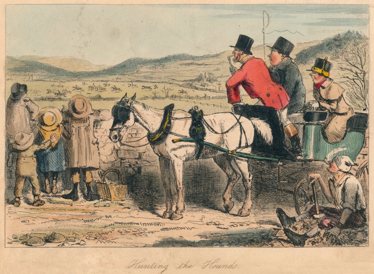 Hunting the Hounds, 1865. Konstnärer: John Leech, Hablot Knight Browne. av John Leech and Hablot Knight Browne