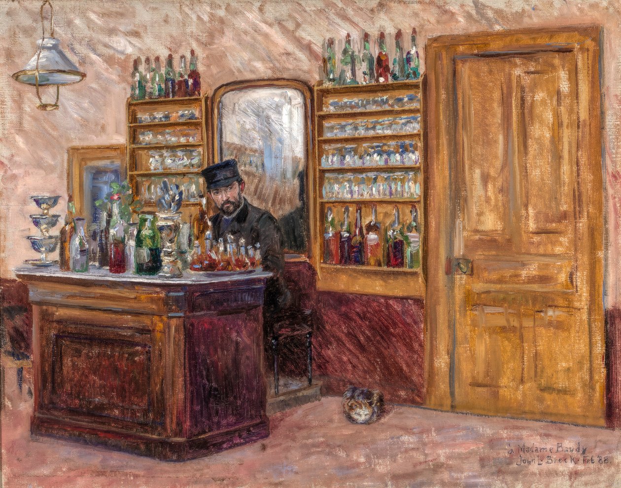 M. Baudy bakom sitt skrivbord på Hotel Baudy, 1888. av John Leslie Breck