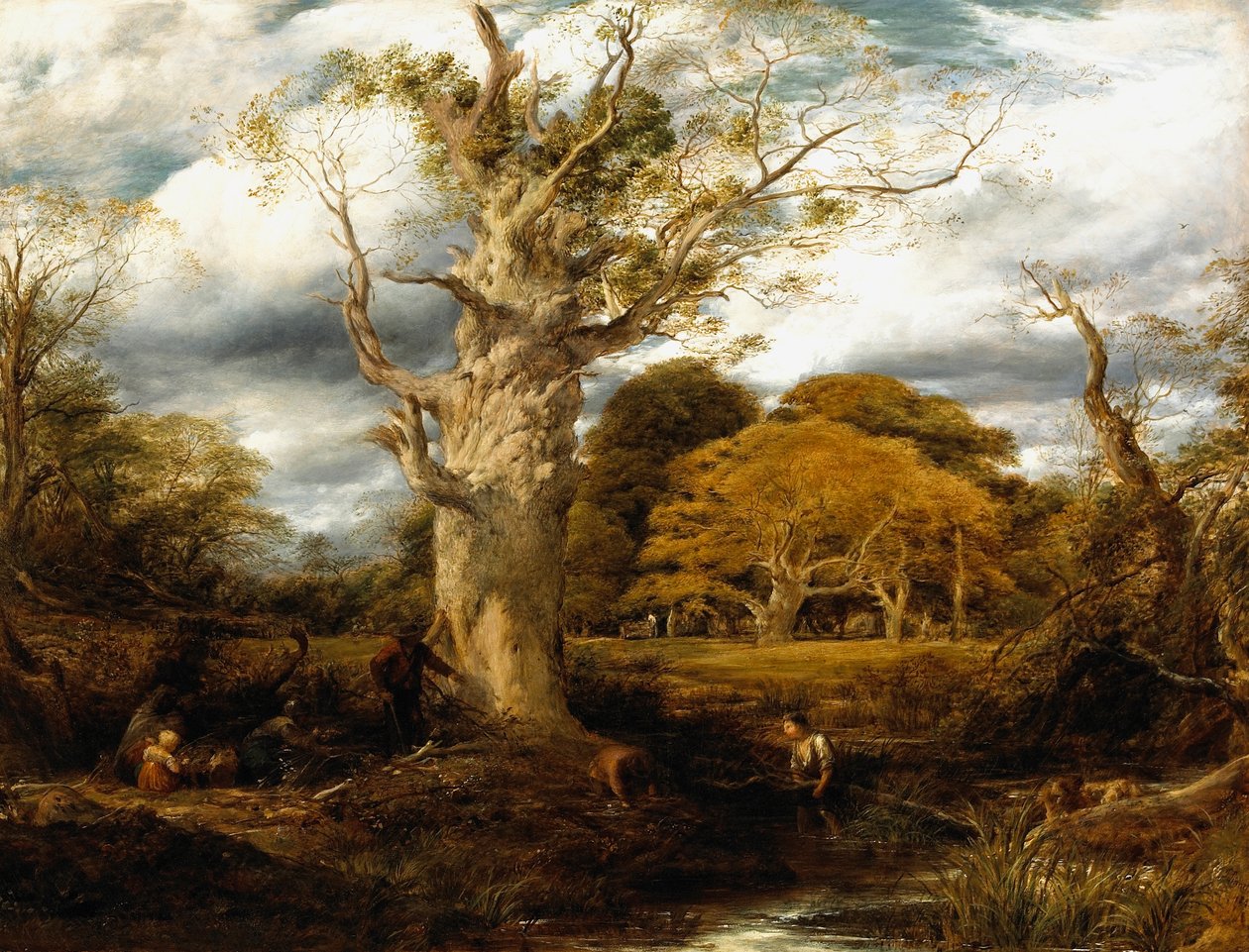 En träscen, 1844 av John Linnell