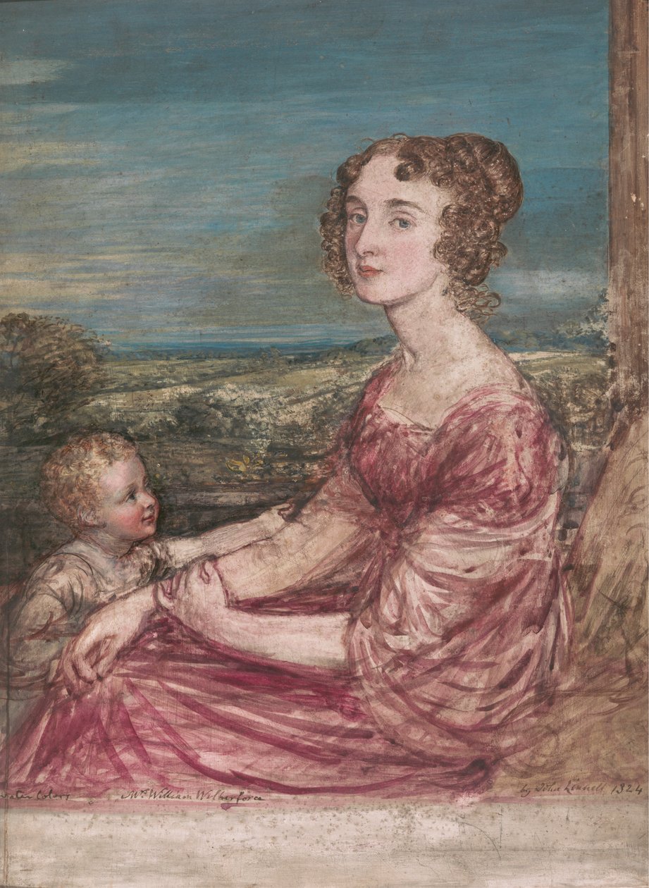 Mrs William Wilberforce och barn av John Linnell