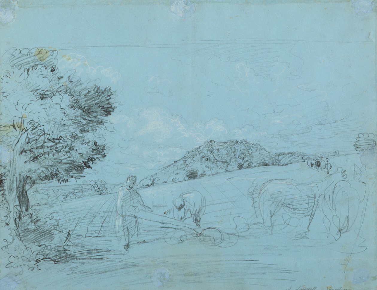 Plöjning vid Shoreham (penna och krita på papper) av John Linnell