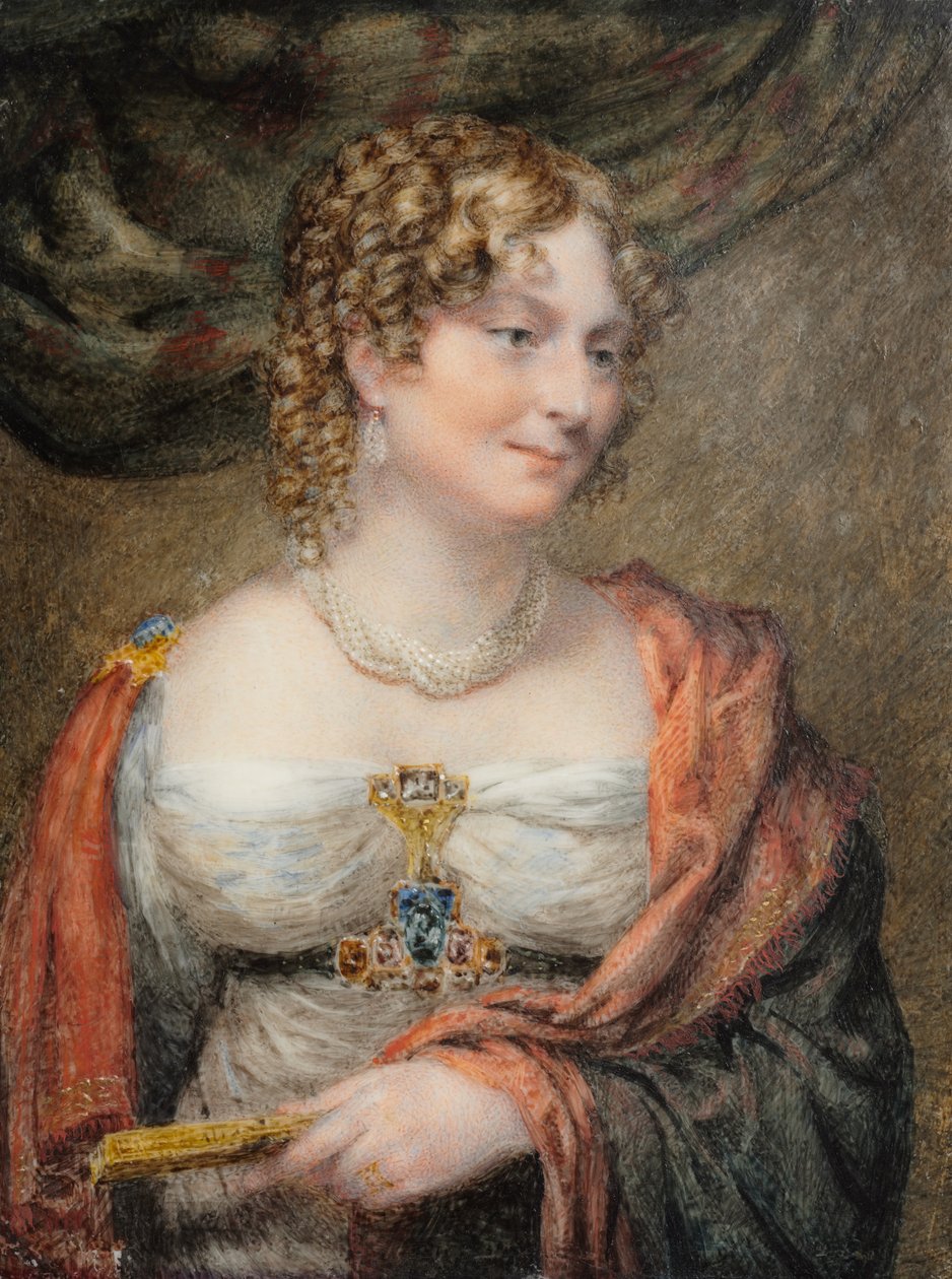 Porträtt av Anne Law née Towry, 1st Lady Ellenborough, ca. 1821. av John Linnell
