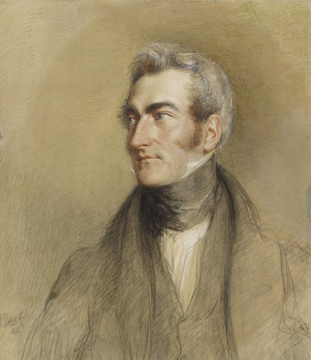 Porträtt av Chambers Hall, 1835 (svart och rödkrita) av John Linnell