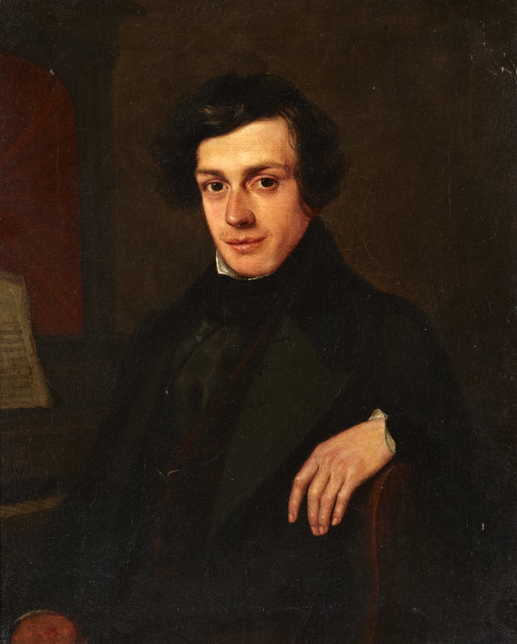 Porträtt av en ung man vid sidan av ett piano, ca 1810-30 av John Linnell
