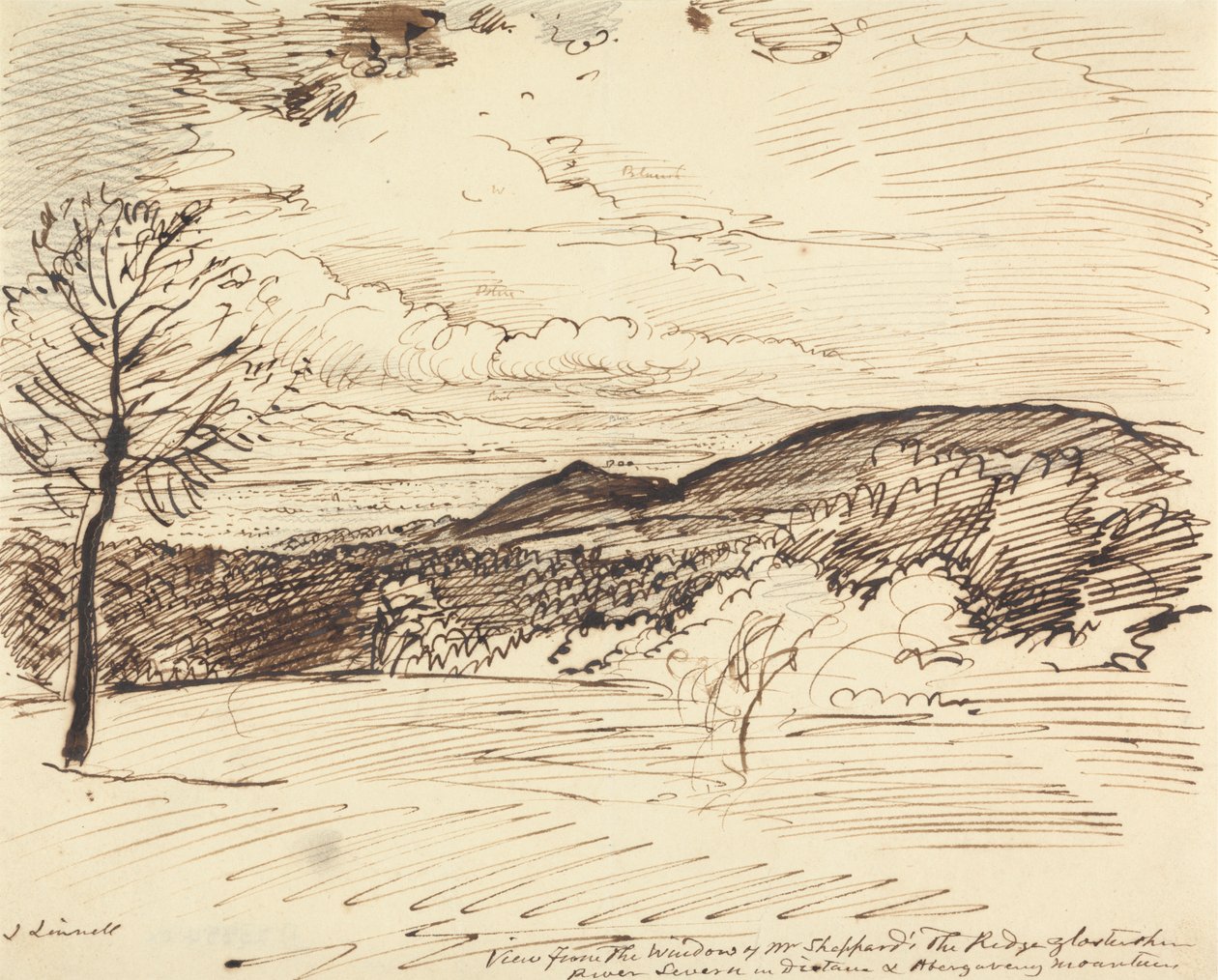 Utsikt från Mr. Sheppards fönster, The Ridge, Gloucestershire av John Linnell