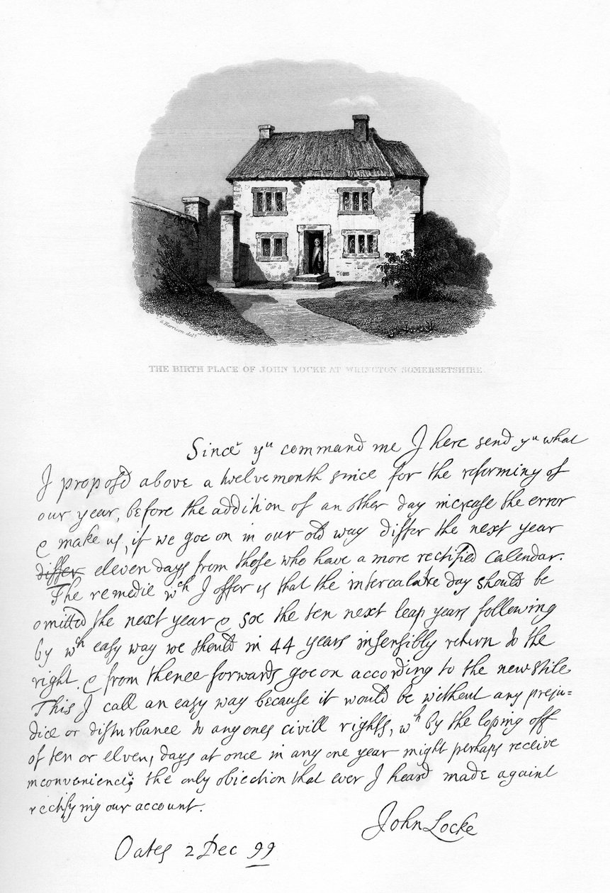 En del av ett brev från John Locke till Sir Hans Sloane, sent 1600-tidigt 1700-tal, 1840. av John Locke