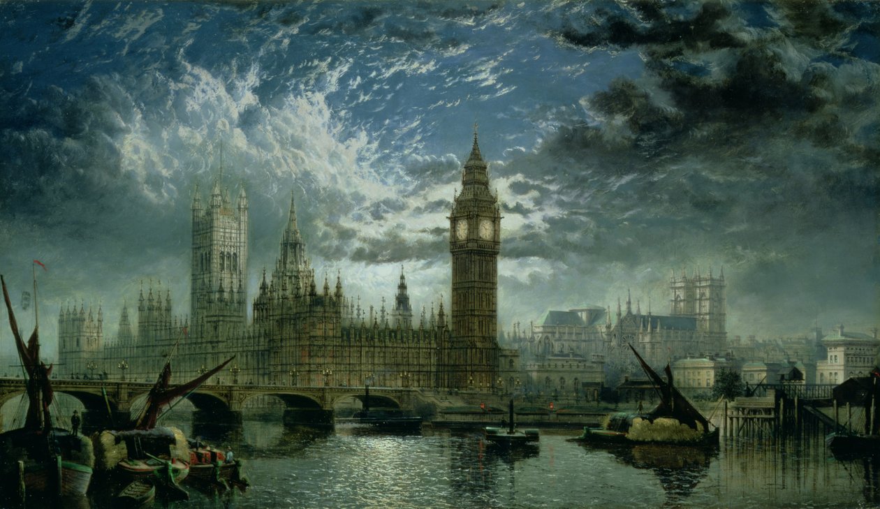 Utsikt över Westminster Abbey och parlamentets hus, 1870 av John MacVicar Anderson