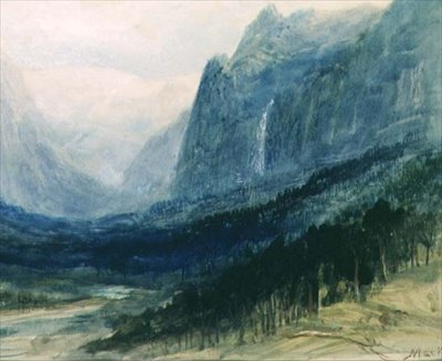 Yosemite Valley, Kalifornien (akvarell och gouache) av John MacWhirter