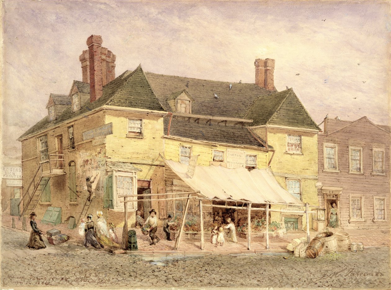 William Penns Mansion, South Second Street, Philadelphia, 1864 (gouache på papper monterad på spånskiva) av John Mackie Falconer