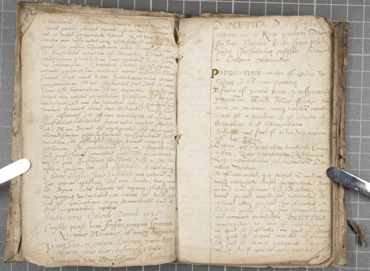 Föreläsningsanteckningar om dialektik, ca 1584-86 (penna och bläck på papper i bunden volym) av John Malcolm