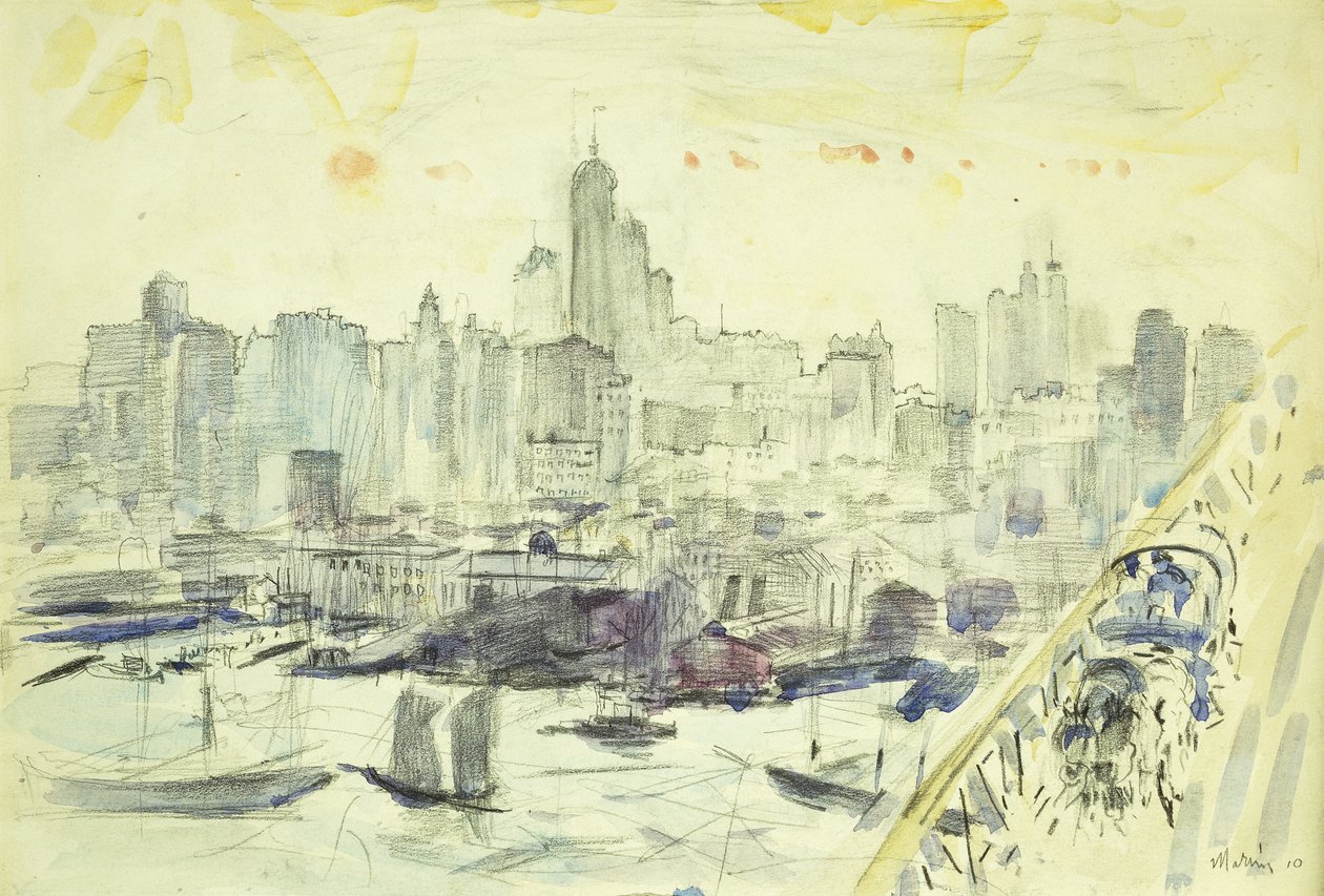 Närområde Brooklyn Bridge av John Marin