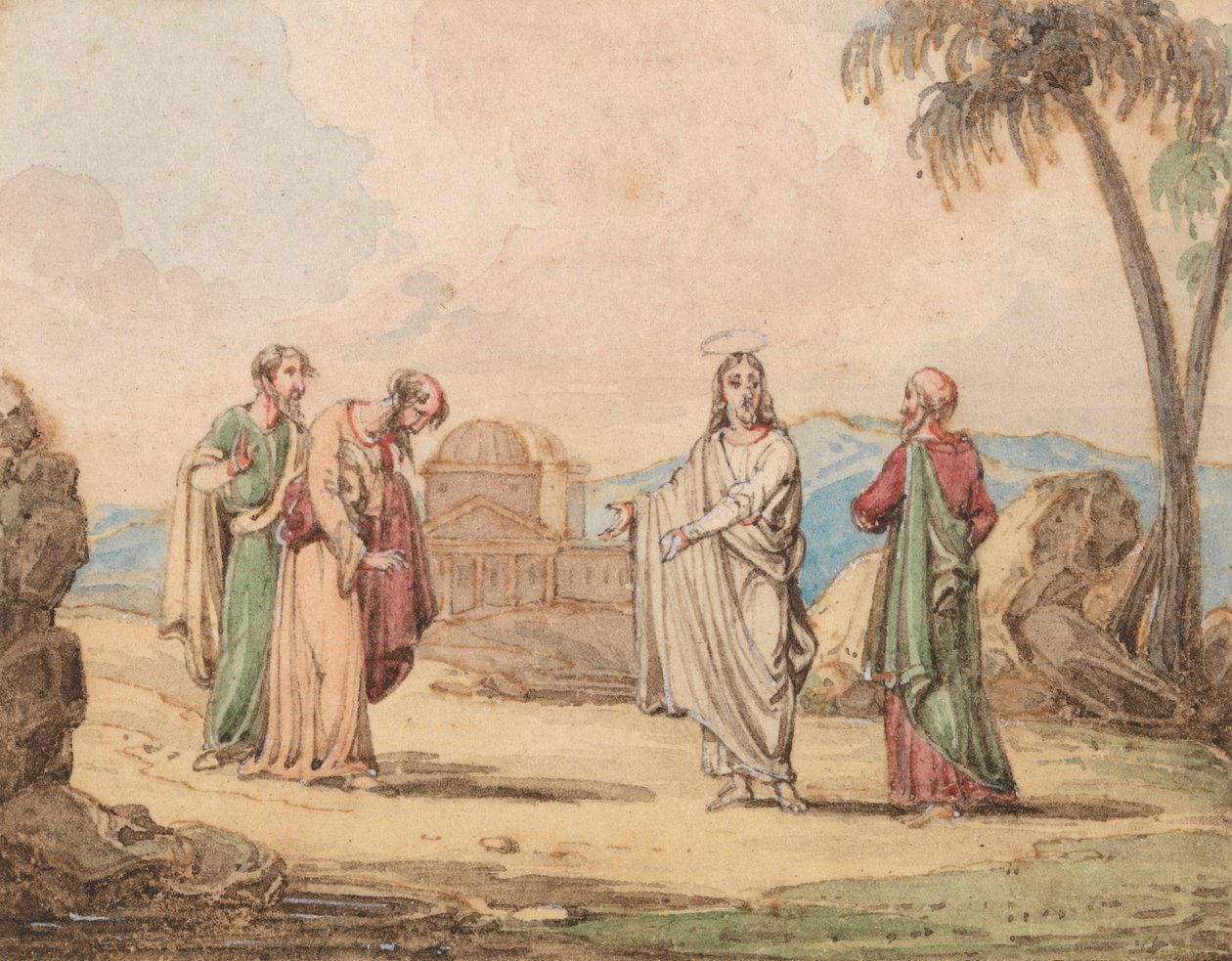Kristus med tre figurer av John Martin