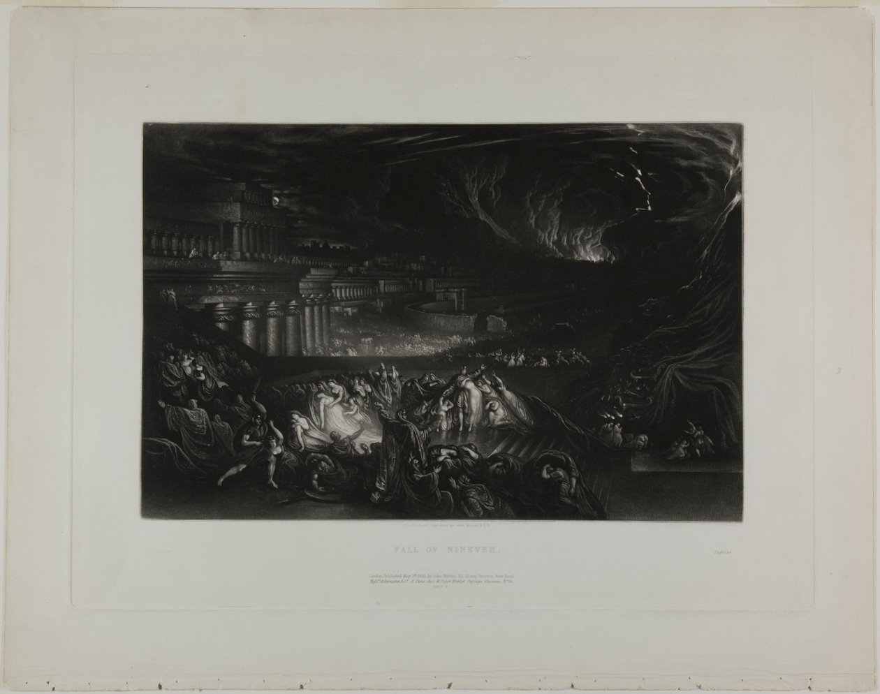 Fall of Nineveh, från Illustrationer av Bibeln av John Martin