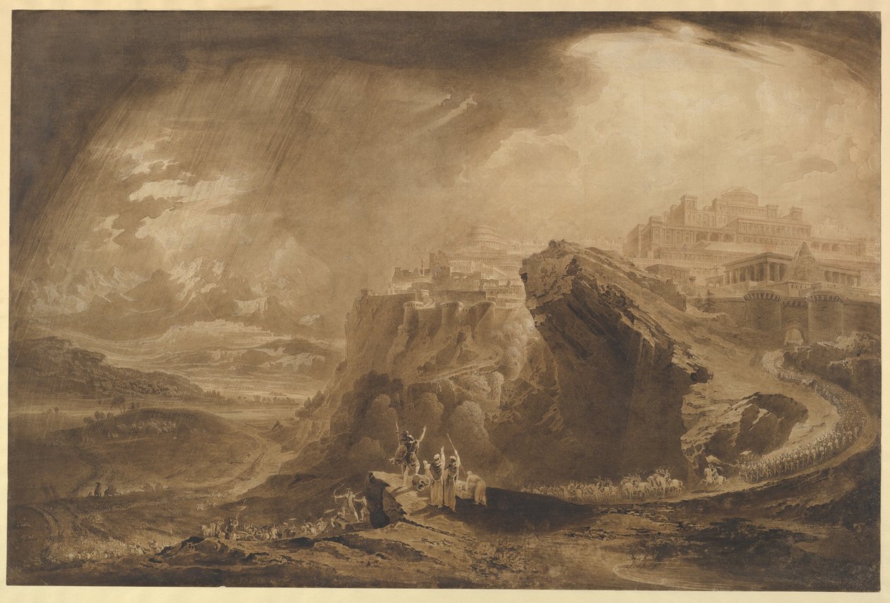 Josua befaller solen att stå stilla över Gibeon (Josua 10:12-14) av John Martin