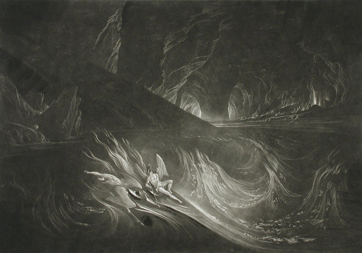 Lucifer på den brinnande sjön av John Martin