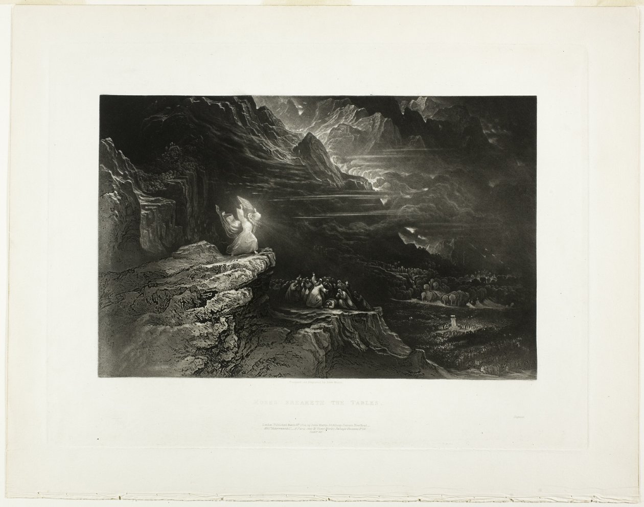 Moses bryter tabellerna, från illustrationer av Bibeln av John Martin